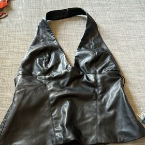 Faux leather halter top from Zara